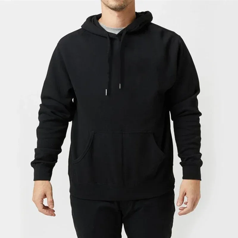 2025 Men's Solid Color Hooded Sweaters Men's Warm Wool Sweater Fashionable Street Clothing Loose Breathable Jersey Brand Hooded