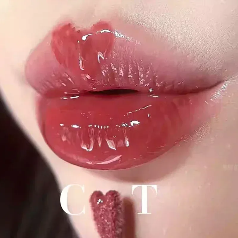 Luxury CT Multicolored Water Light Lip Gloss Lasting Hydrating Lip Balm Heart-shaped Tip Lip Brush&Jelly Lip Gloss Makeup Gift