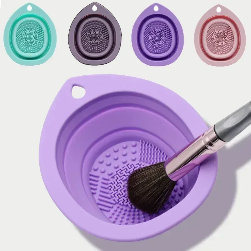 Eyeshadow Brushes Washing Soft Mat Beauty Tools Scrubber BoxSilicone Makeup Brush Cleaner Folding Powder Puff Cleaning Bowl