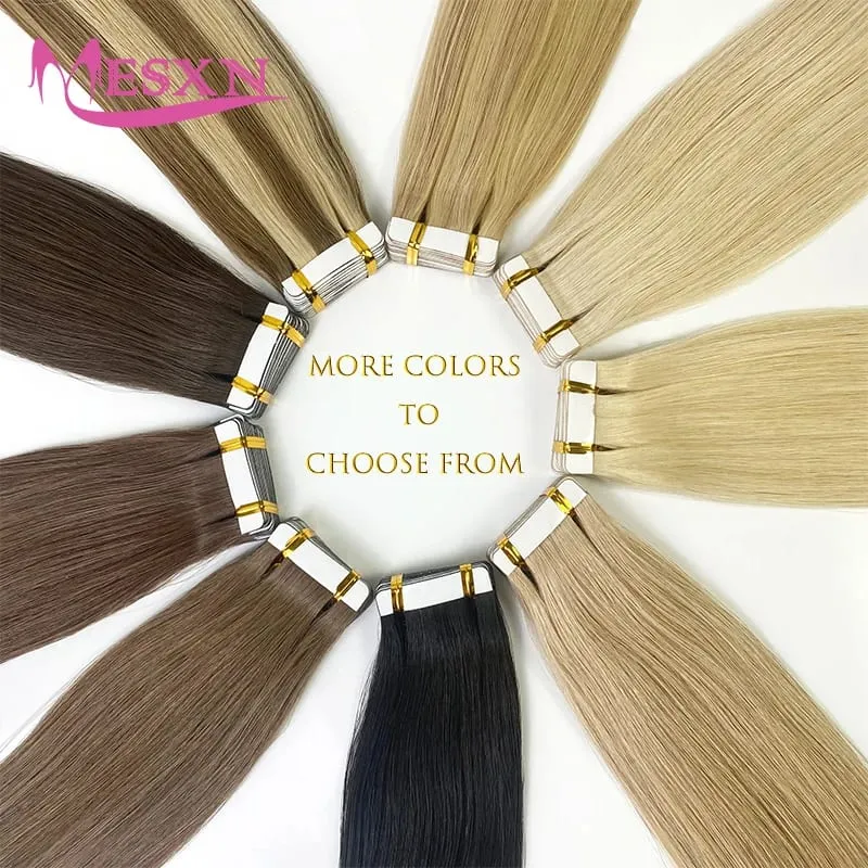 High Quality Straight Tape In Human Hair Extensions 100% Natural Hair Extension Brown Blonde Invisible 613 For Salon