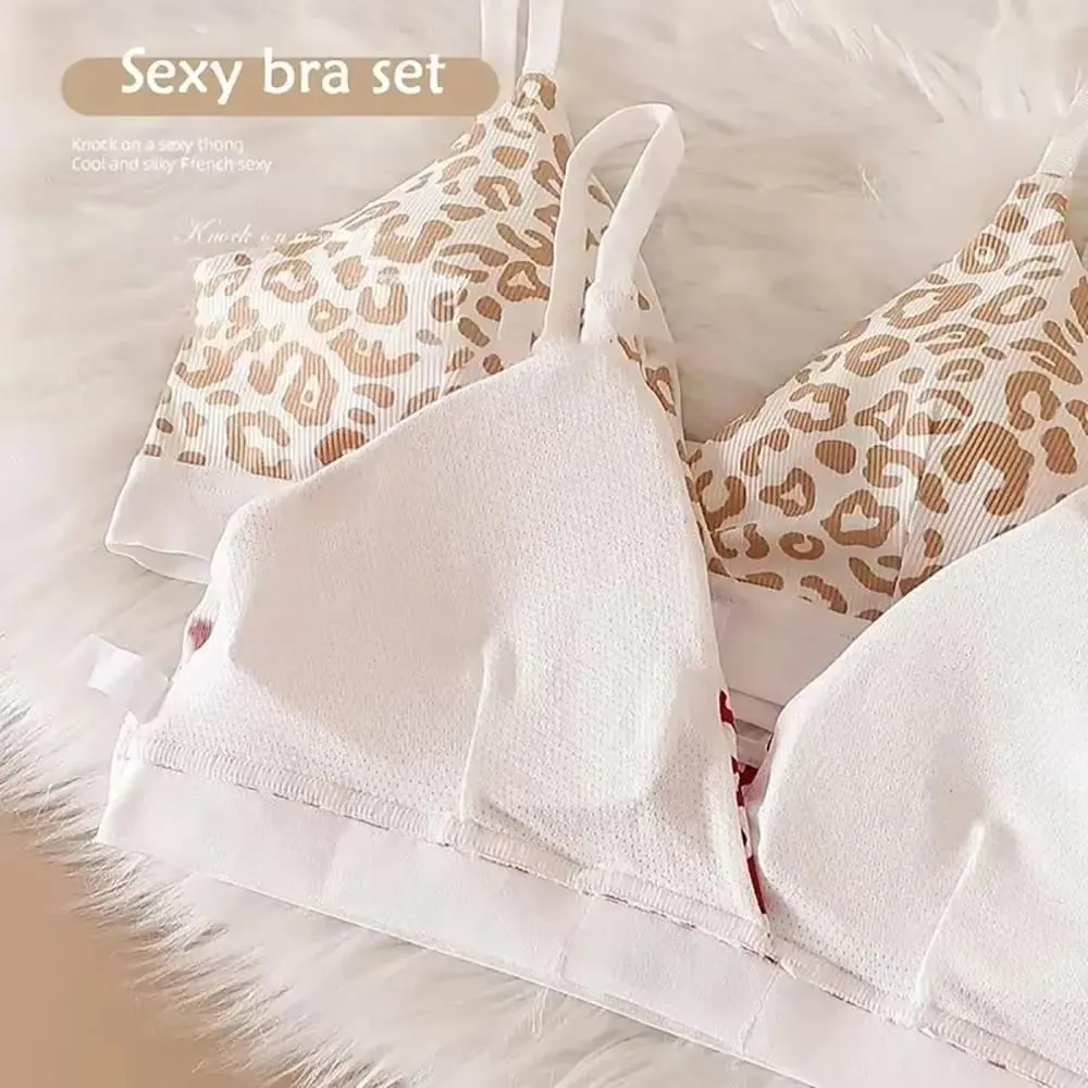 1Set Adjustable Shoulder Strap Seamless Bra Set Traceless Cotton Underwear Set Non-wire Low Waist Panties Sexy Lingerie Set