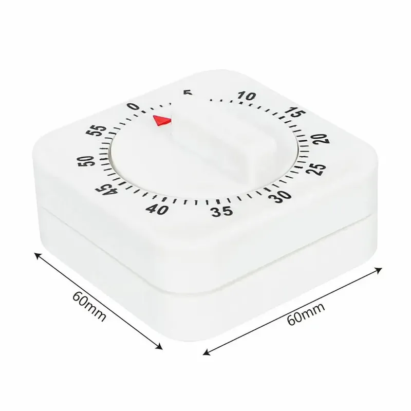 Mechanical Timer Kitchen Tools White Square Cooking Tools 60 Minutes Kitchen Timer Countdown Alarm Reminder