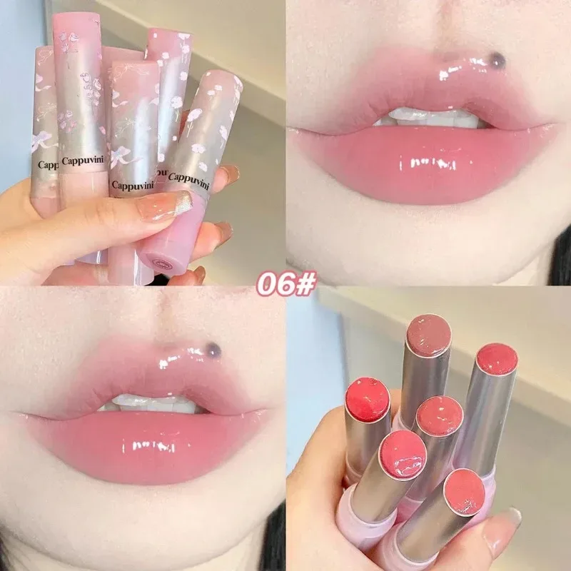 Mirror Glass Solid Lip Gloss Water Light Round Tube Lasting Moisturizing Lipstick Natural Nude Peach Tint Jelly Lip Glaze Makeup — image 12