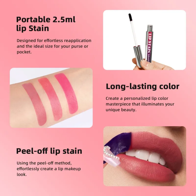Peel Off Lip Stain Long Lasting Waterproof Reveal Lip Tint Transfer Proof Pink Red Non-stick Cup Lip Stain Makeup Cosmetics
