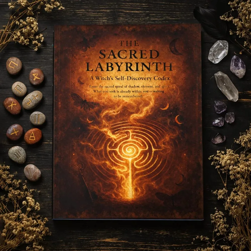 The Sacred Labyrinth a Witch's Self-Discovery Codex Explore 74 Pages of Mystieal Self-Diseovery Shadow Work Grimoire Growth Work — image 1