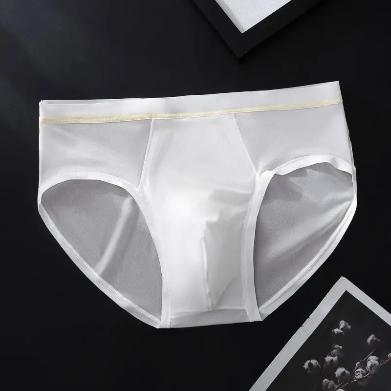 Men's Seamless Ice Silk Briefs Underwear Bulge Pouch Solid Breathable Panties Calzoncillos Hombre Slips Male Panties — image 10