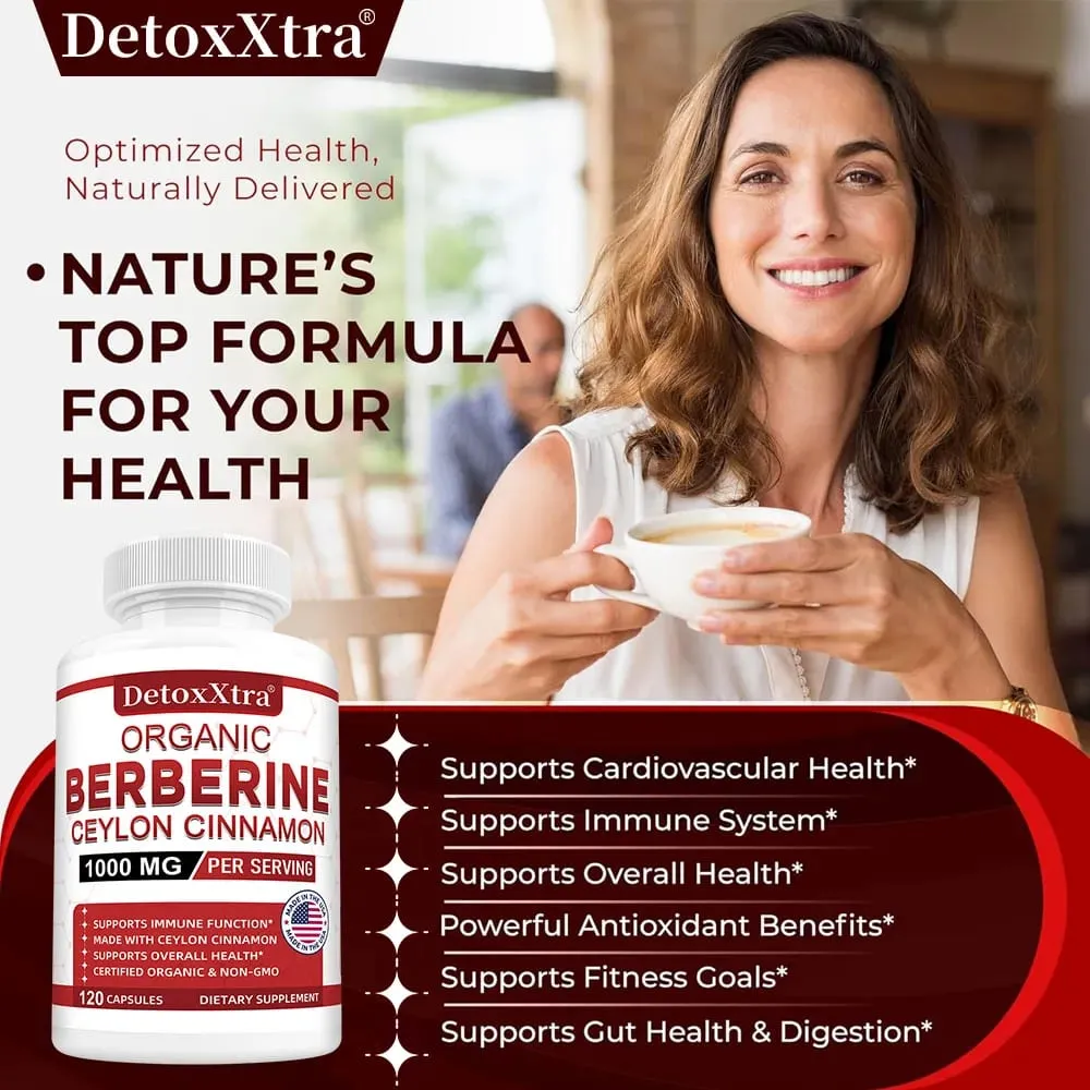 Berberine with Ceylon Cinnamon - Boosts Immunity Promotes Digestive Health Improves Bodily Functions Increases Energy Levels