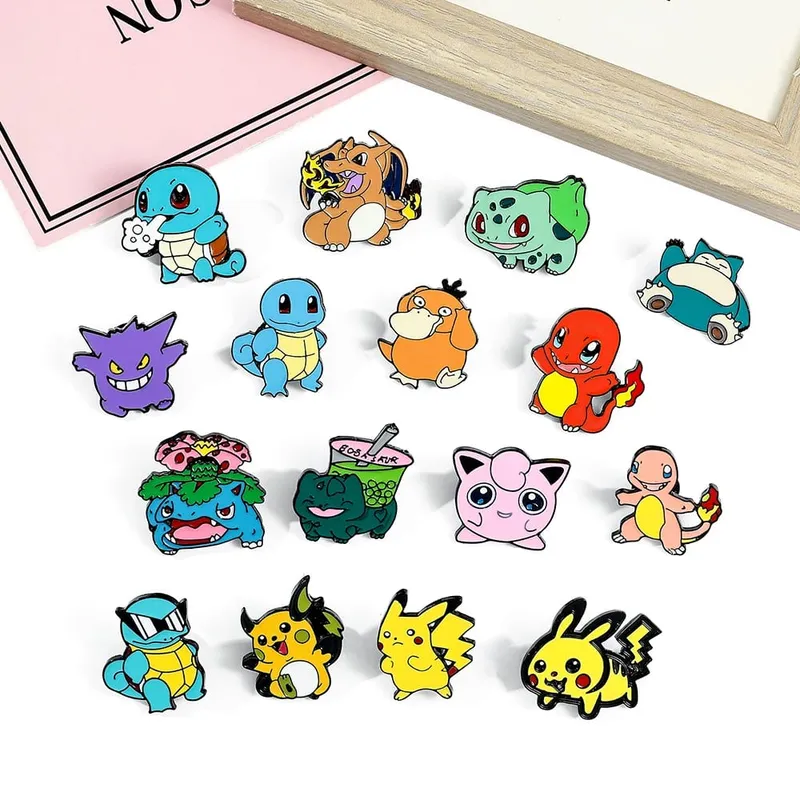 Wholesale Kawaii Pikachu Gengar Eevee Lapel Pins for Backpacks Enamel Pin Cute Brooches Badges Jewelry Fans Gifts