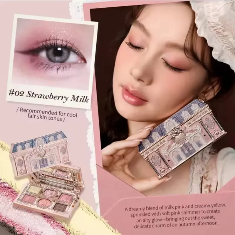Flowerknows Zestaw do makijażu Zestaw podarunkowy Shimmer Full Box Blush Długotrwały aksamitny krem ​​do ust z torbą Zestaw De Maquiagem