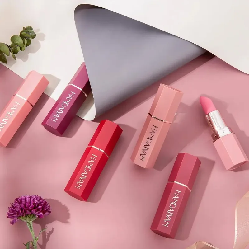 Moisturizing Matte Lipstick 6 Shades Long Lasting Non Transfer Nude Lip Gloss HANDAIYAN Cosmetics For Ladies