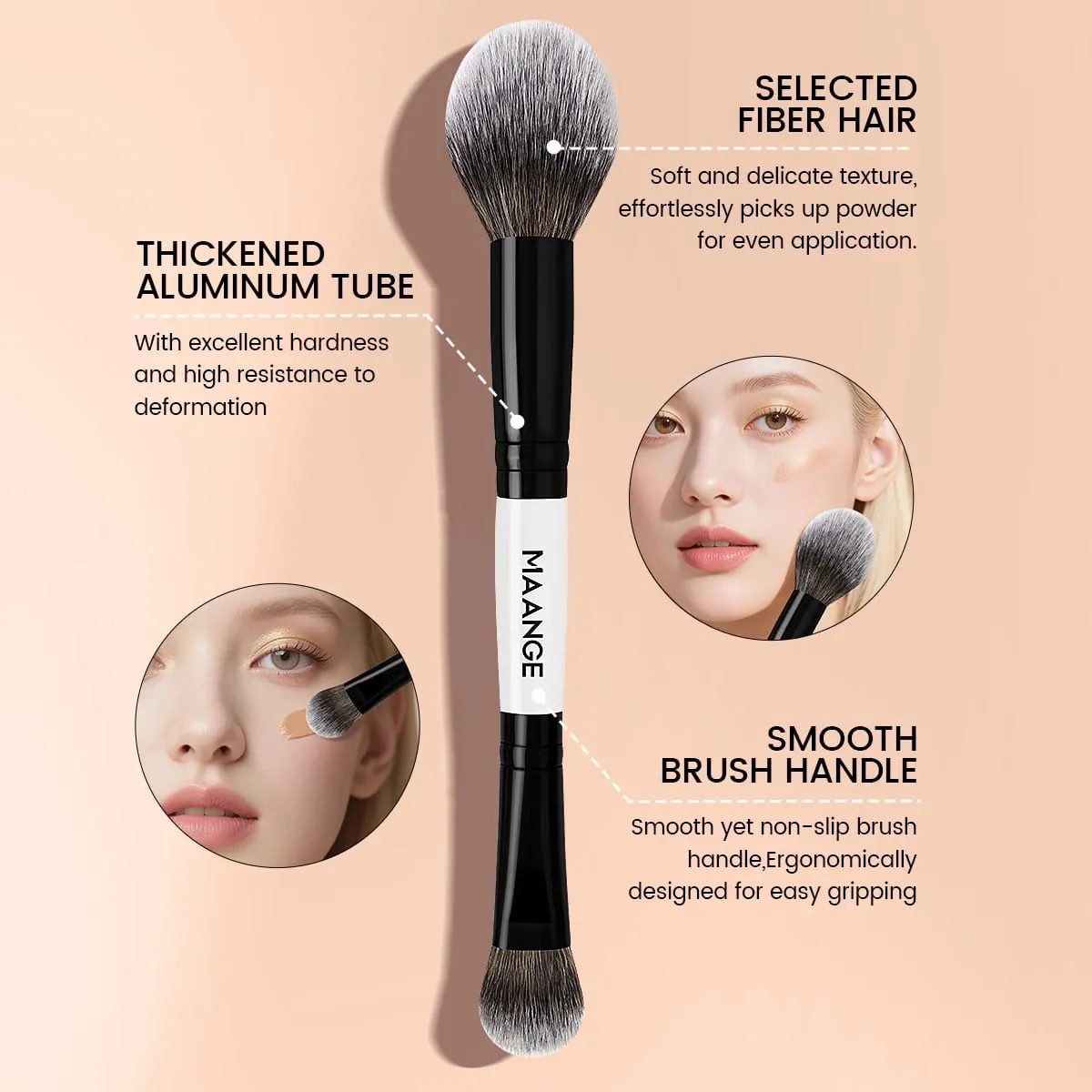 Makeup Brushes Foundation Contour Conceal 3pcs Angled Synthetic Kabuki Brushes for Blending Liquid Cream Powder Cosmetic — image 2