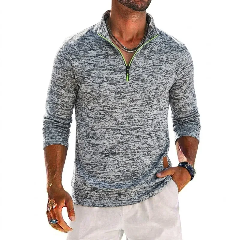 Long Sleeve Quarter Zip Men's Sweatshirt Solid Pullover Man Zip Up Hoodies for Man Casual Mens Coats Male Sweatshirt Poleron Men — image 6