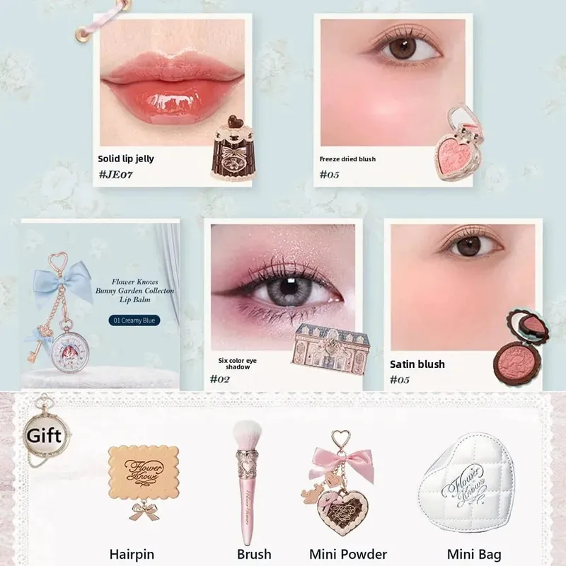 Flower Knows Makeup Set Midsummer Fairytales Flowerknows Foundation Little Angel Highlight Strawberry Rococo Lip Glaze 11pcs Kit