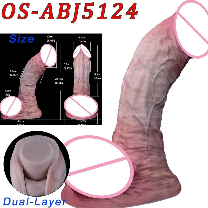 47cm realistická dlouhá dilda s dvojitou hlavou anální vaginální stimulátor Sexuální hračka s přísavkou pro lesbické páry Gay Muži Nástroje pro dospělé