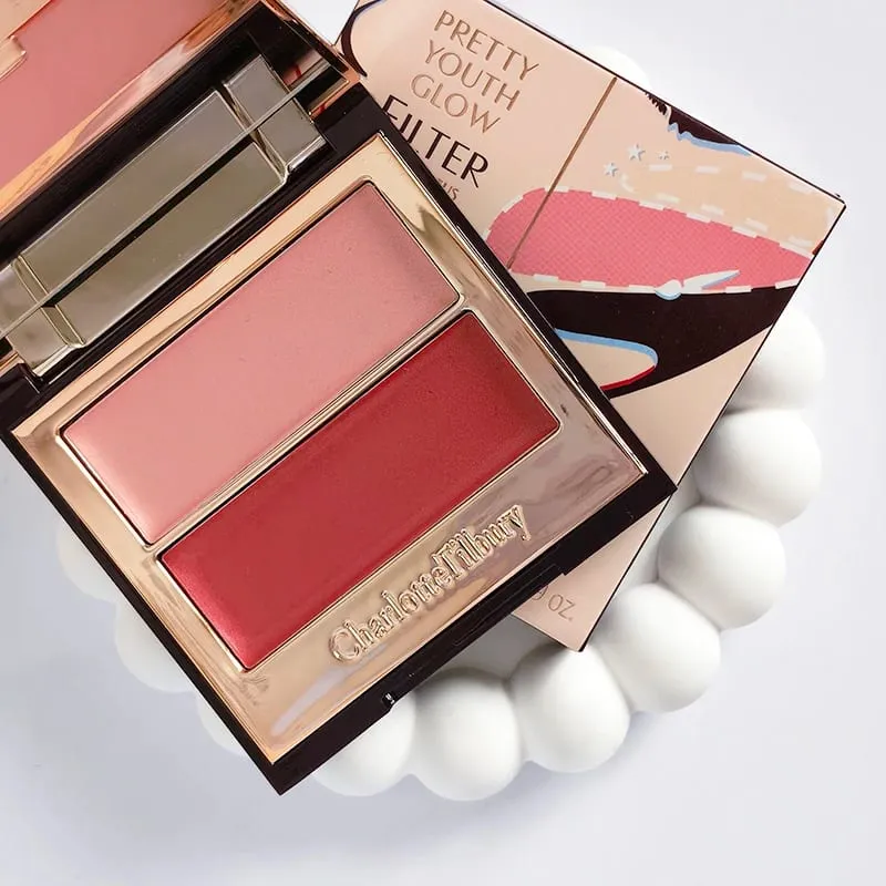 CT Makeup Set Fresh Breathable Shaping Spray Fine Texture Powder Small Gold Plate 2 Colors Powder Blusher Lip Gloss Cosmetics