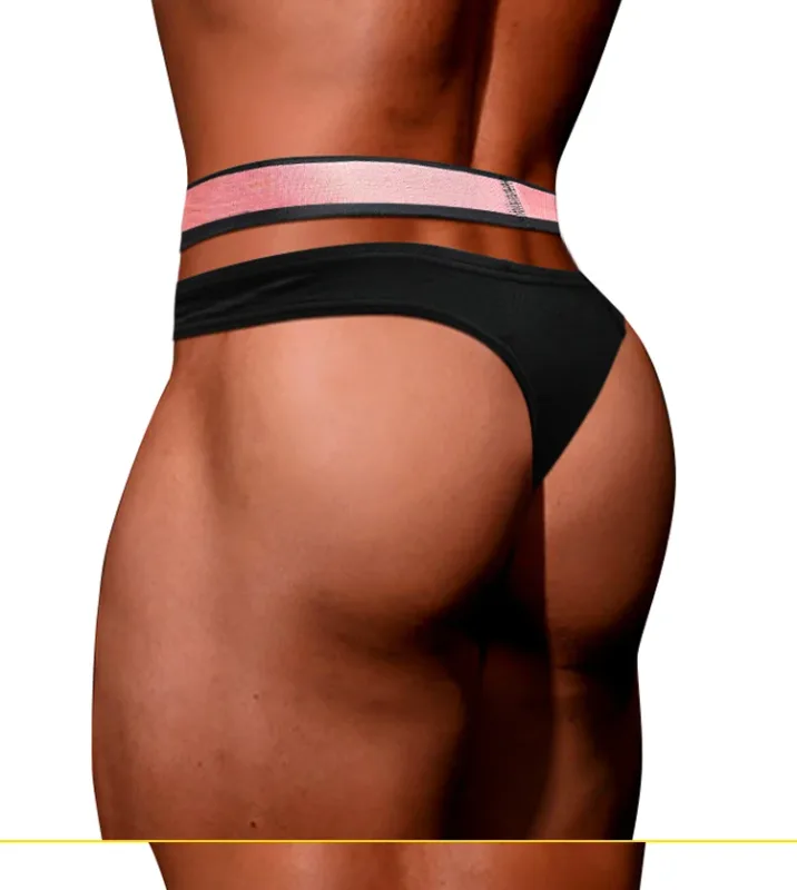 Trendy Little Triangle da uomo a vita bassa a vita bassa, vestibilità aderente, fascia elastica per sollevamento dell'anca, scollo a V sfumato rosa