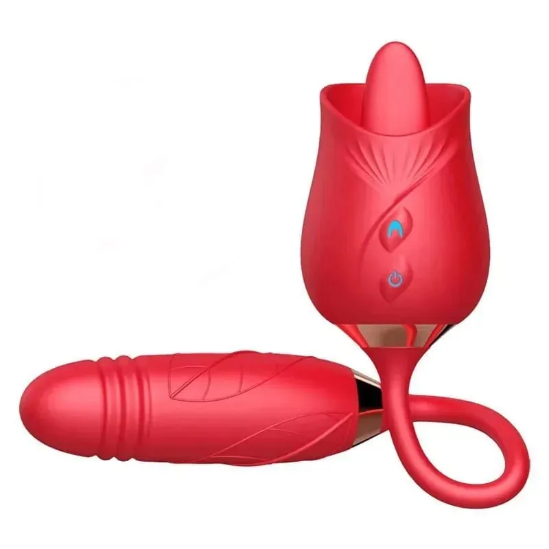 Rose 3in1 Sucker Vibrator für Frauen Teleskop Klitoris Stimulator Dildo Lecken Vagina Massage Masturbator Sex Spielzeug für Frauen