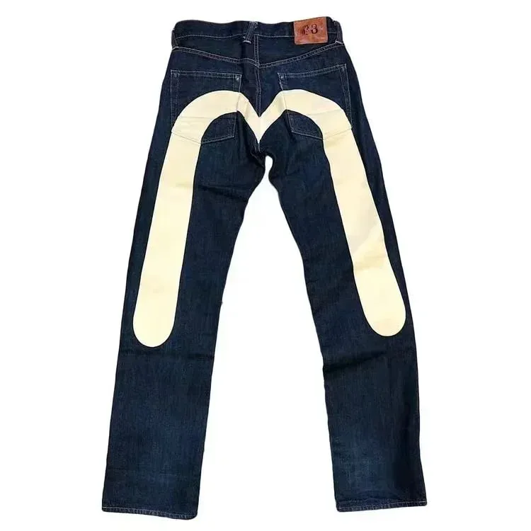 Black Men Straight Leg Jeans Yellow Stitching Loose Slim Fit Trousers 3D Dice Print Artistic Design Unique Trending 2025 New