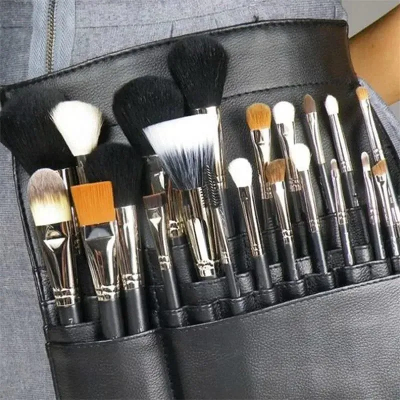 Multi-function Professional Makeup Brush Bag With Belt PU Leather Cosmetic Bag Waist Bag For Makeup Artist Large Capacity 20#47