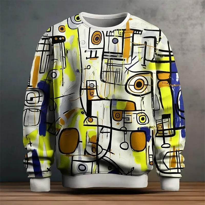 สำหรับผู้ชาย กราฟฟิค เสื้อเชิ้ตสำหรับผู้ชาย กราฟฟิตี้ เสื้อสวมหัว เสื้อแขนยาว คอกลม แฟชั่น ทุกวัน ไม่เป็นทางการ วันหยุด วันหยุด ใหม่