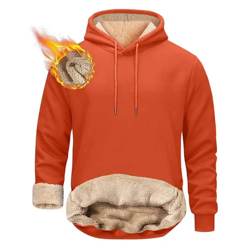 Winter männer Warme Hoodies Sport Dicke Sweatshirts Winddicht Thermische Casual Einfarbig Lose Langarm Pullover Streetwear