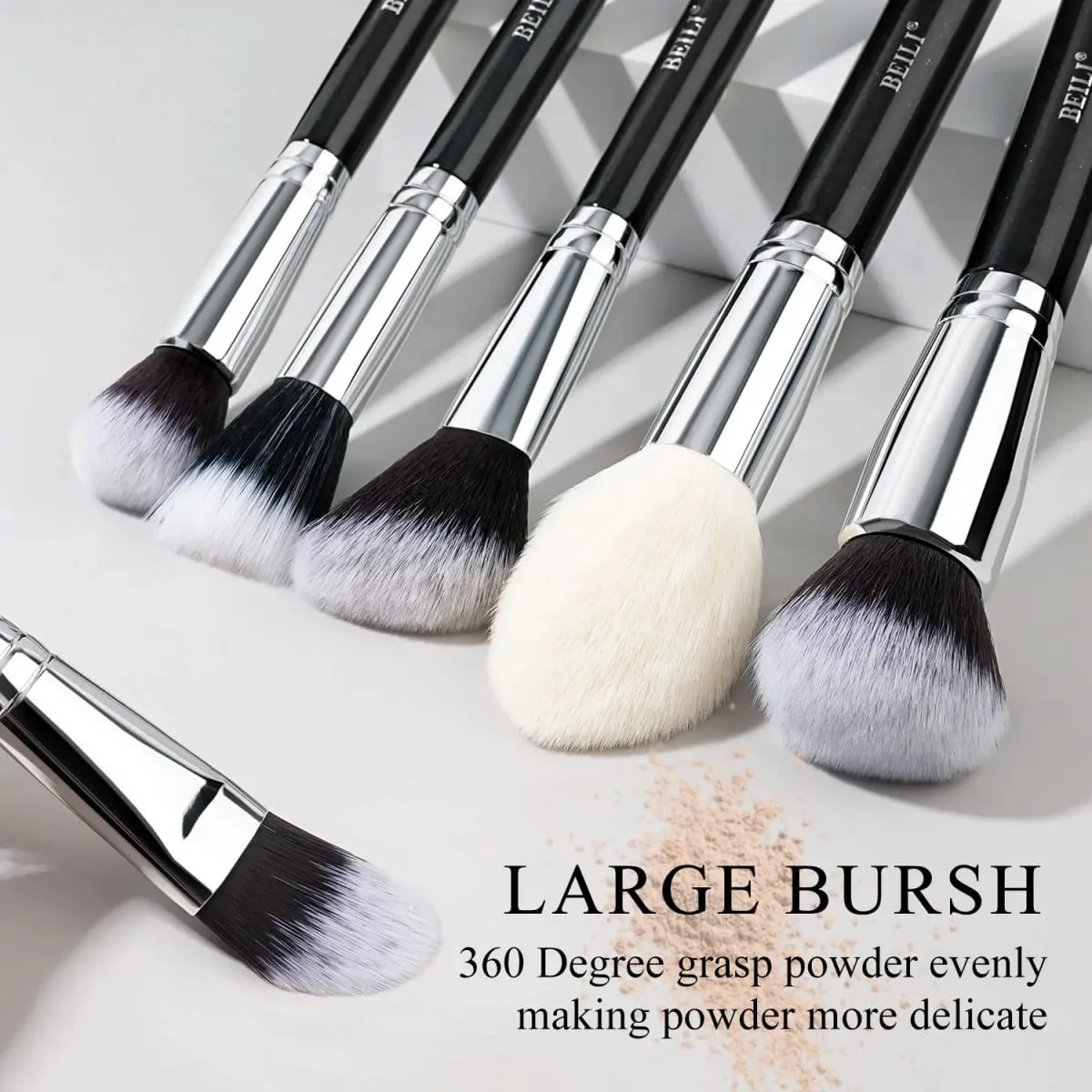 Black Professional Makeup Brush Set Natural Goat Hair Foundation Contour Eyeshadow Beauty Tools for Perfect Application — image 4