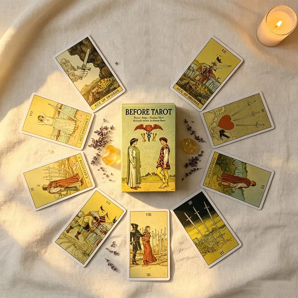 Before Tarot Deck 78 Tarot Cards English Visions Mysterious Divination Board Game Cards Game Spiritual Supplies for Tarot Lovers