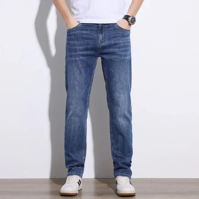 Men's Jeans Stretch Slim Regular Fit Gray Light Blue Dark Blue Jeans For Men Denim Pants Causal Streetwear Mens Clothing