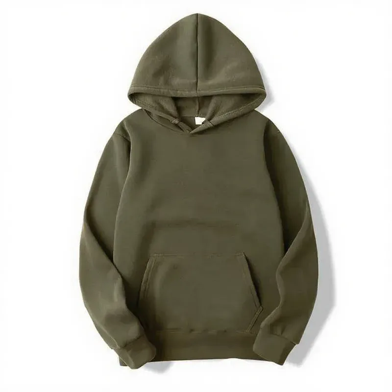 2025 Men's Solid Color Hooded Sweaters Men's Warm Wool Sweater Fashionable Street Clothing Loose Breathable Jersey Brand Hooded