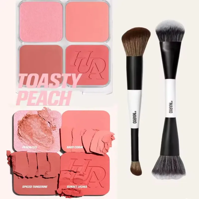 4-in-1 Glow Blush and Mario Brush Set Blush Filter Flush Eye Check Blush Palette Matte Shimmer Long Lasting Women Daily Cosmetic — image 3