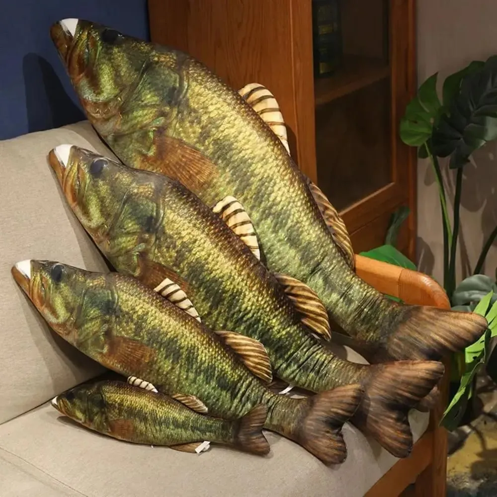 Perch Simulation Fish Plush Pillow Grouper Stuffed Cartoon Fish Plush Toy Lovely PP Cotton Fish Anime Pillow Dolls