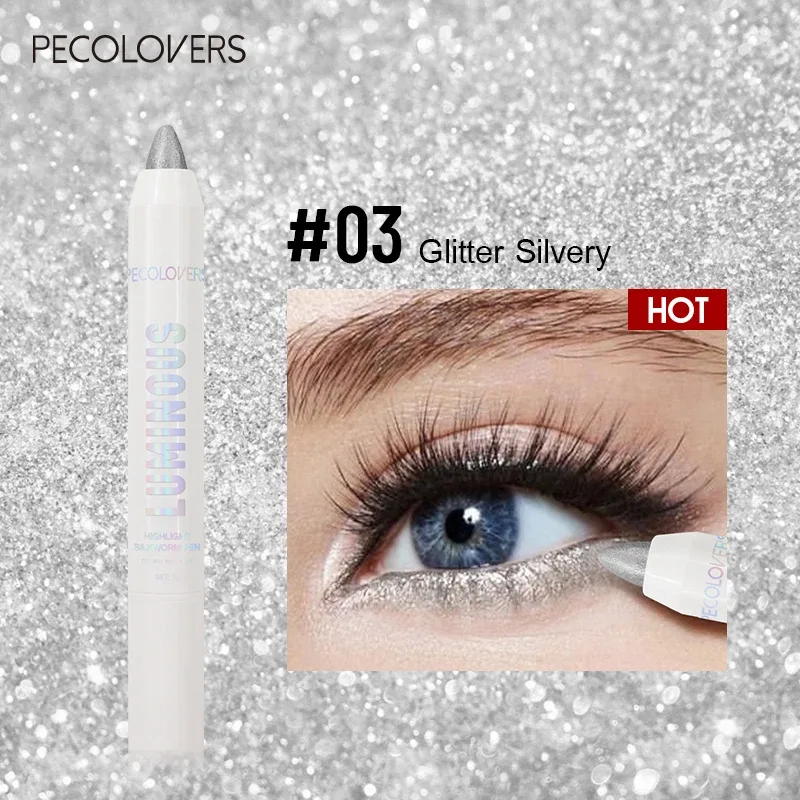 Long-lasting Brightening Highlighter Sparkling Eye Corner Lying Silk Pen Face Highlight and Eye Shadow Pearl White Gliter Pen