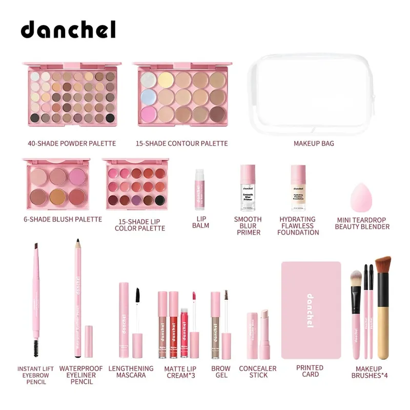 Face Makeup Set Multifunction Cosmetic Kit Base Concealer Contour Highlighter Blush Eyeshadow Palette Eyebrow Pencil Lip Makeup
