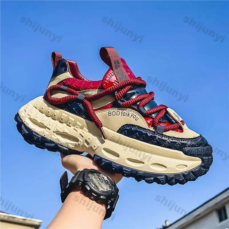 Men's White Sneakers Autumn Winter Fashion Cross Tied Non Slip Casual Shoes Comfortable Outdoor Height Increase Vulcanized Shoes
