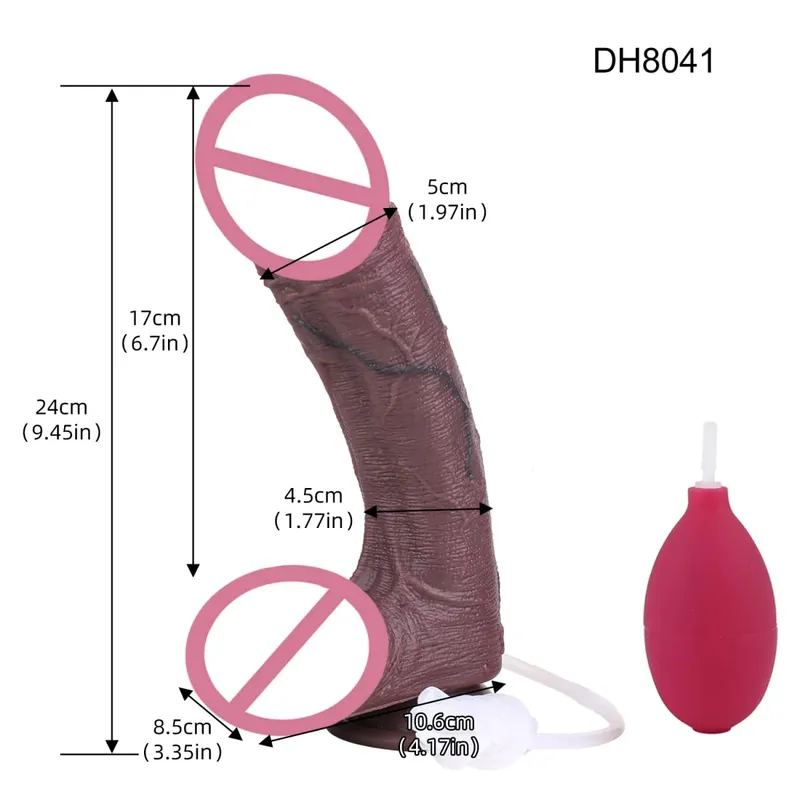 Silicone Lifelike Double Layers Ejaculating Penis Squirting Long Dildo With Sucker Anal Sex Toys For Men Women Masturbator