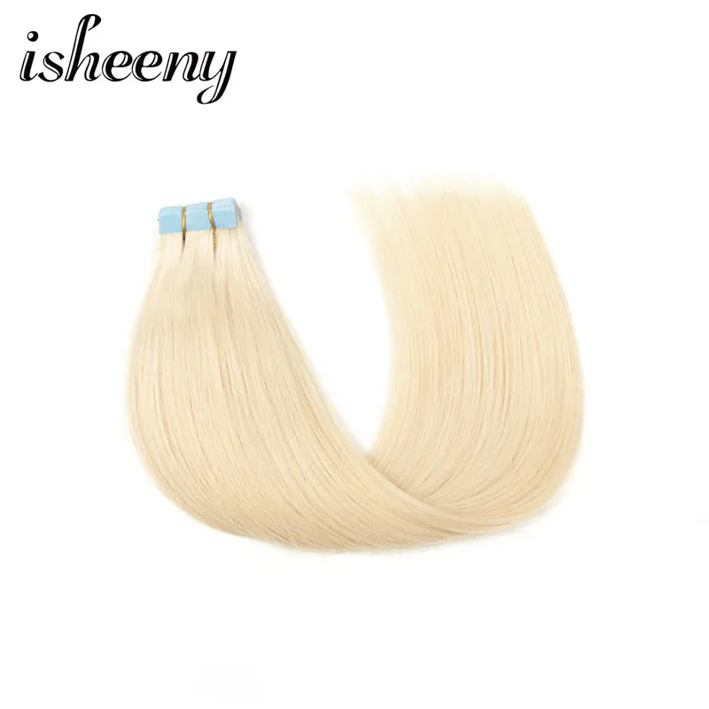 Mini Tape In Human Hair Extensions Natural Straight 10pcs/pack Invisible Machine Remy Hair Extensions 12-20 inches Easy to Wear