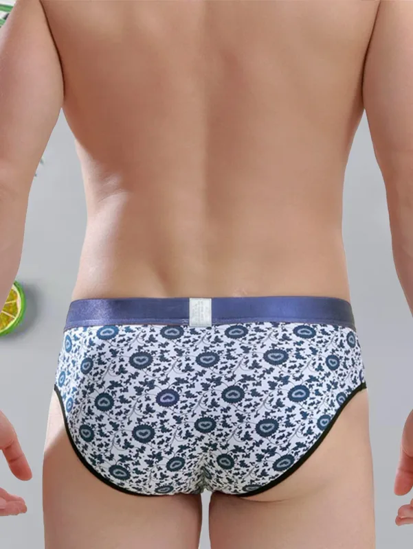 2PCS Printed cotton mid waist men's brief Breathable men's new loose and comfortable underwear Fashionable panies for men