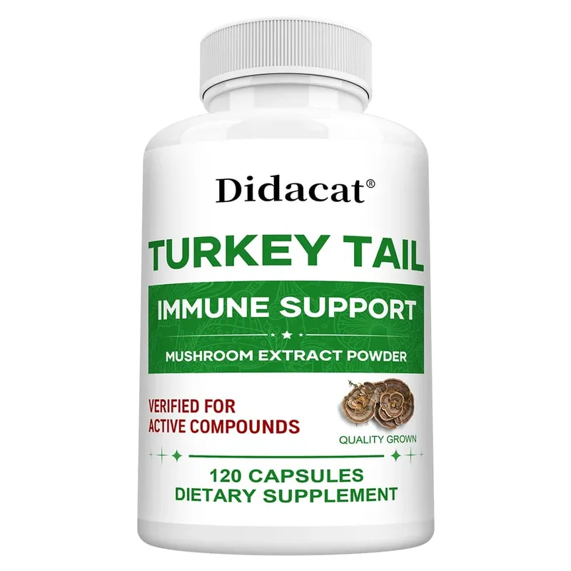 Turkey Tail Mushroom Supplement Boosts The Immune System Promotes Health and Vitality Vegan Non-GMO 120 Capsules