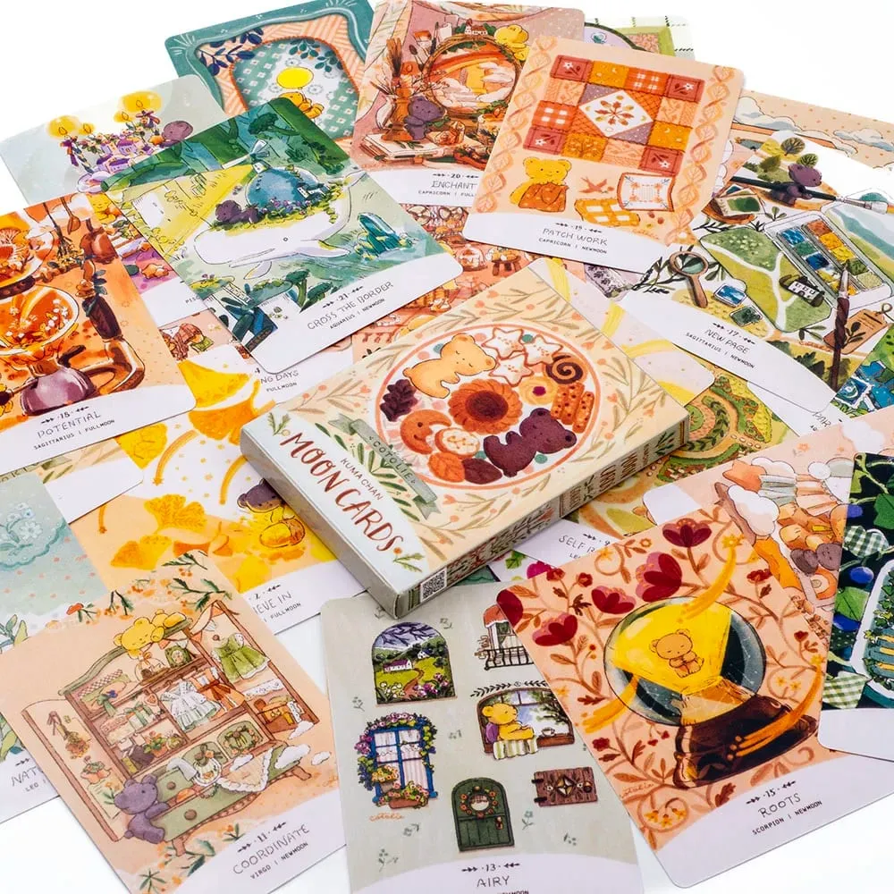 Cotolie KUMACHAN MOON CARDS 24 Pcs Deck English Version Adorable Bear Oracle Cards Board Game for Family Party 10.4*7.4cm — image 6