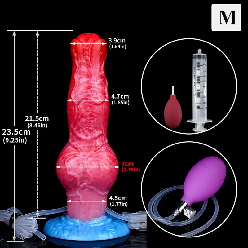 Ejaculation Anal Plug Dog/Wolf Dildo Inflatable Big Knot Penis with Squirting Function Strong Sucker Sex Toy for Women Men