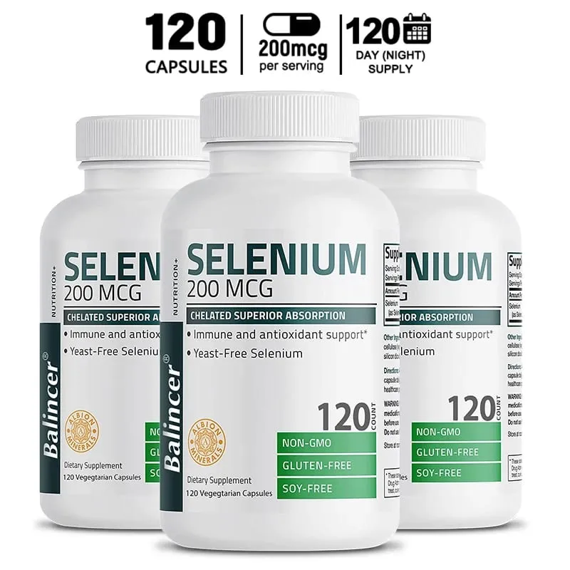 Organic Selenium Capsules - Vitamin D for Heart Bone Metabolism & Immune Health Improves Brain Function High Absorption