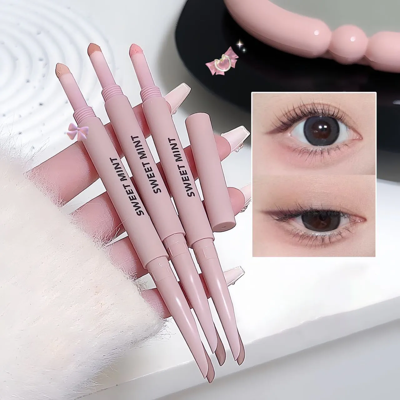 Sweetmint Meniscus Double-ended Silkworm Eyemakeup Highlight Naturally Brightening Long-lasting Eye Makeup Two-in-One