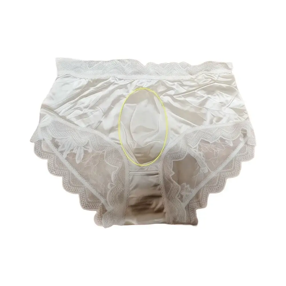 Men Satin Embroidery Floral Lace IceSilk Briefs Underwear 3D Bulge Pouch Panties Ice Silk Soft Quick Dry Breathable Sexy Panties