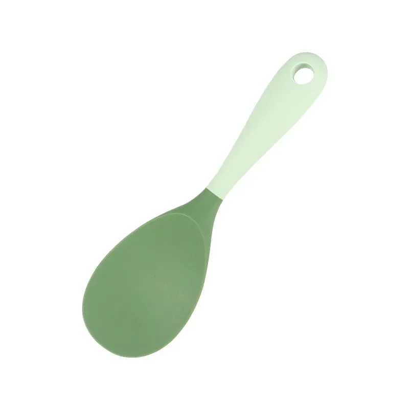 6-Piece Silicone Kitchen Utensil Set: Chinese Spatula Soup Ladle Slotted Turner Pasta Spoon Salad & Honey Scrapers for Non-S