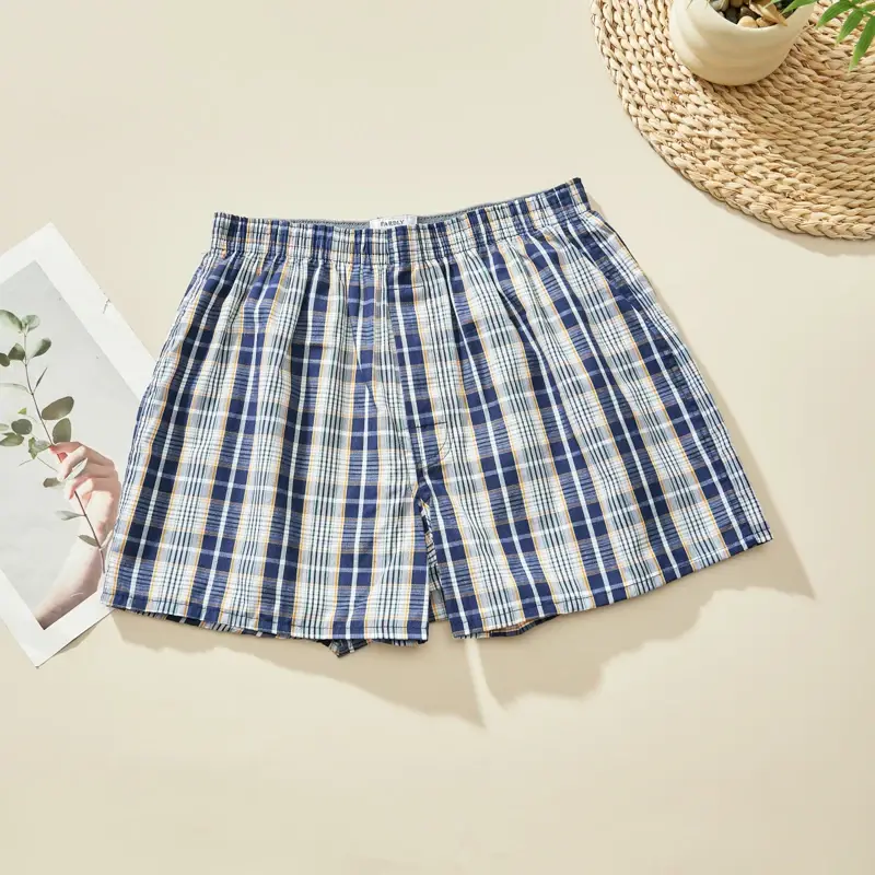 Random 4PCS Men's Fashion Arrow Shorts Home Shorts Men's Underwear Comfortable Breathable Plaid Underwear