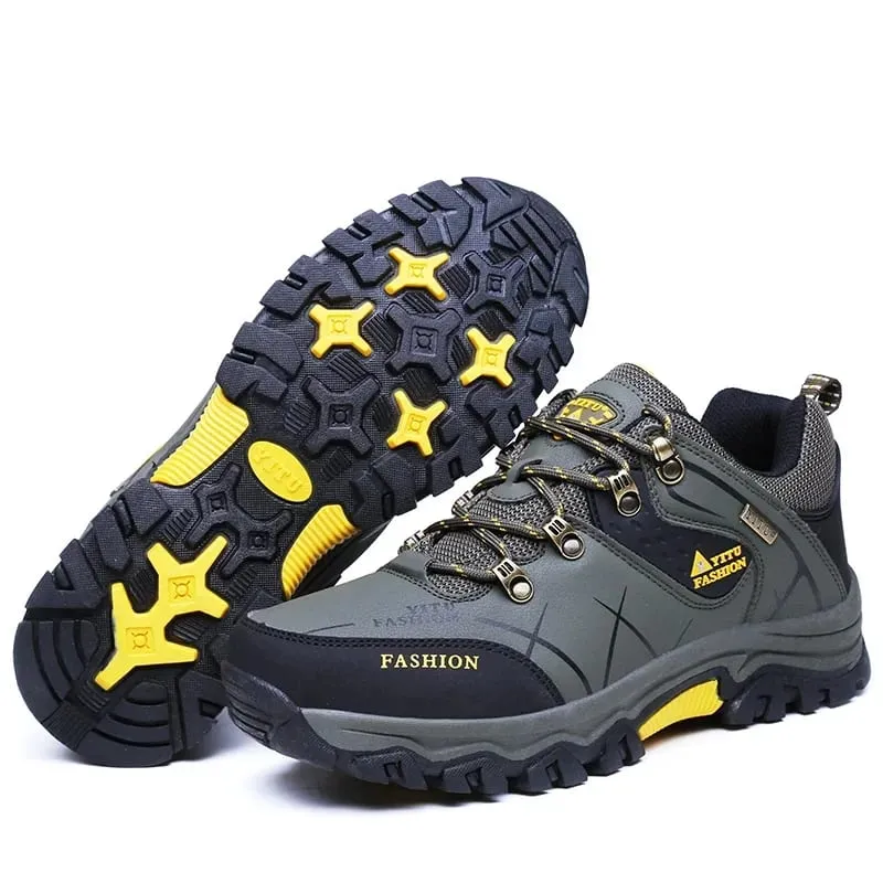 New men's sports hiking shoes 2024 men's anti slip training shoes leather outdoor men's oversized autumn hiking Jogging shoes