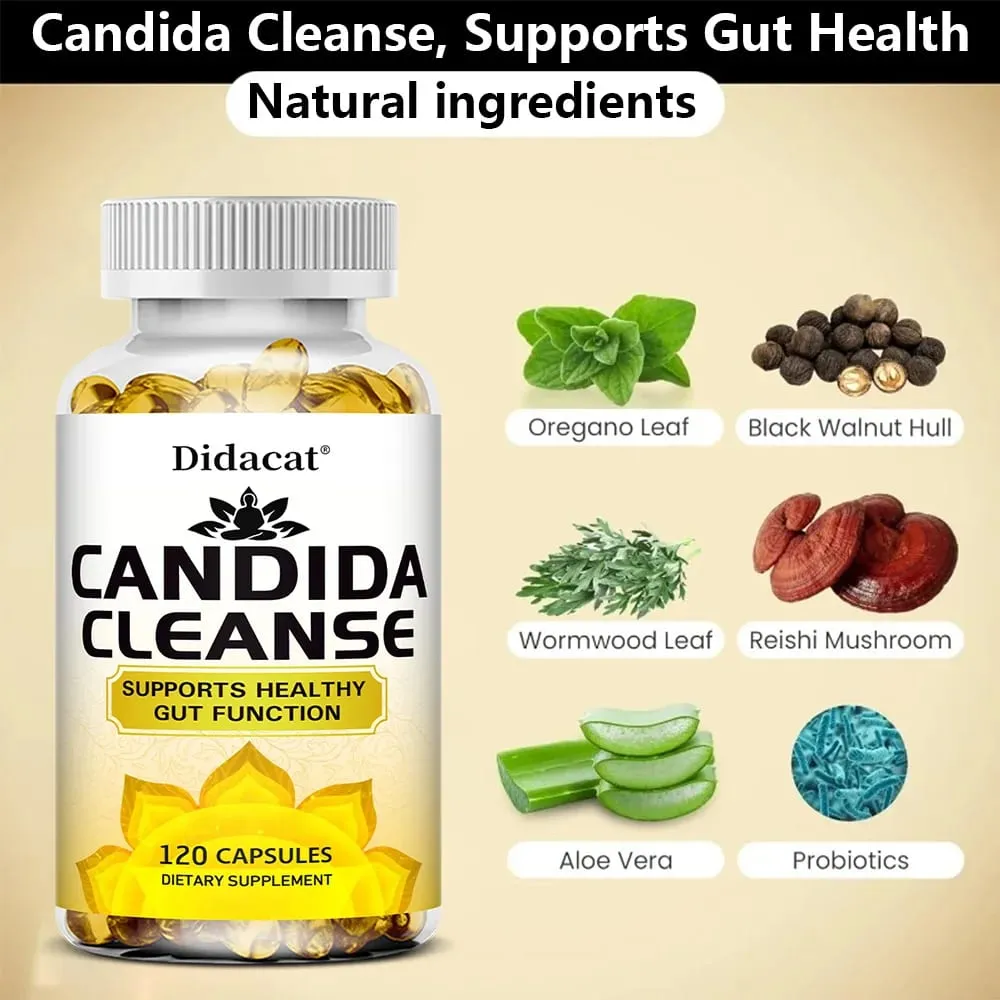 Candida Cleanse ประกอบด้วยสมุนไพรธรรมชาติและโปรไบโอติกเพื่อสนับสนุนการทำงานของลำไส้ให้แข็งแรงและสุขภาพภูมิคุ้มกันเหมาะสำหรับทุกเพศ