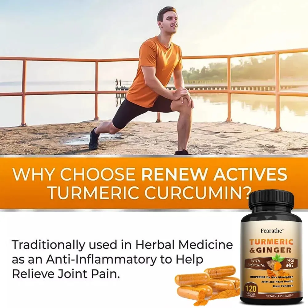 Cápsulas de curcumina orgânica de 1500 mg com gengibre e pimenta preta apoiam o bem-estar digestivo e imunológico das articulações musculares