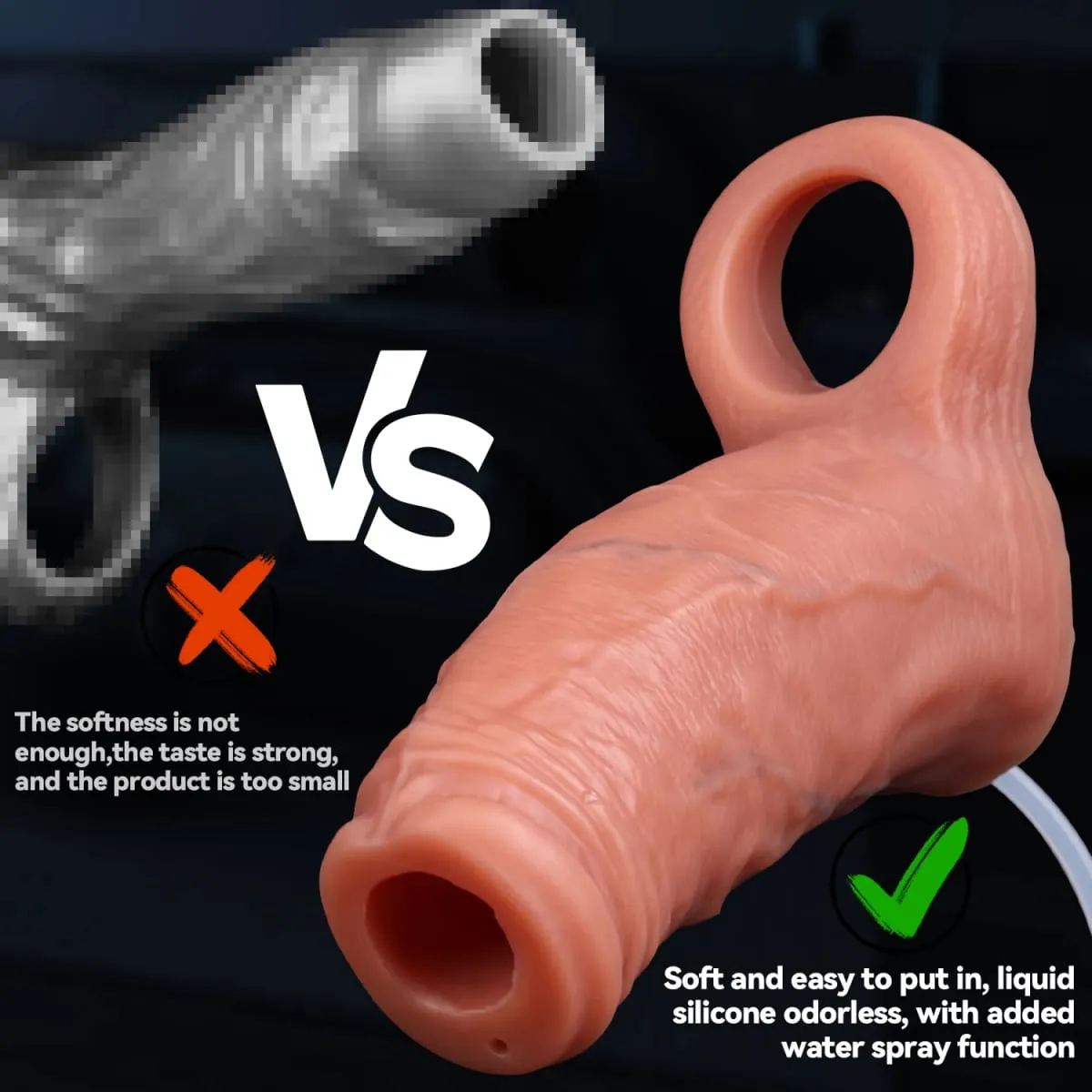 Mužská ejakulace erekční kroužek, opakovaně použitelný vodní sprej pro zvětšení penisu silikonové dildo sexuální hračky pro muže, kondom, pár