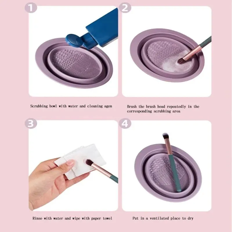 Soft Silicone Makeup Brush Cleaner Folding Powder Puff Cleaning Bowl Eyeshadow Brushes Wash Clean Mat Beauty Tools Scrubber Box